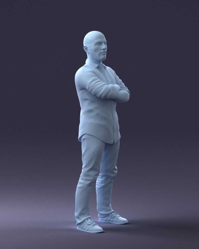 000225 Realistic Male Character in Casual Pink Shirt 1121 3dp 3D print model_10