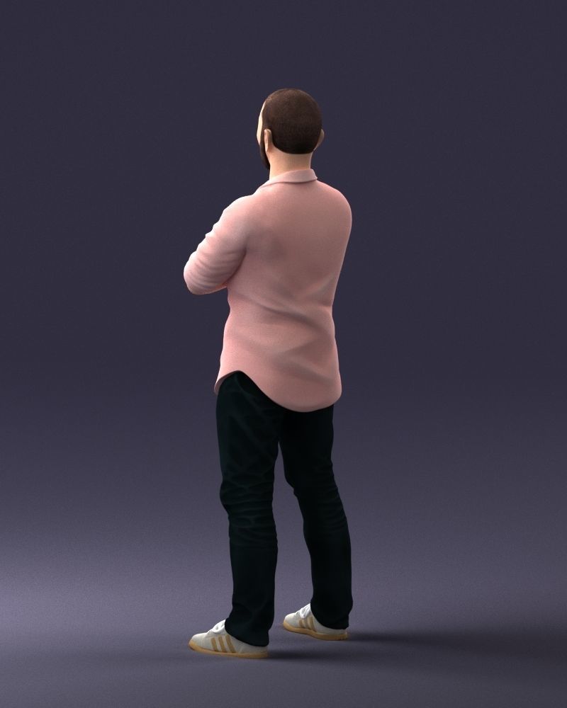 000225 Realistic Male Character in Casual Pink Shirt 1121 3dp 3D print model_21