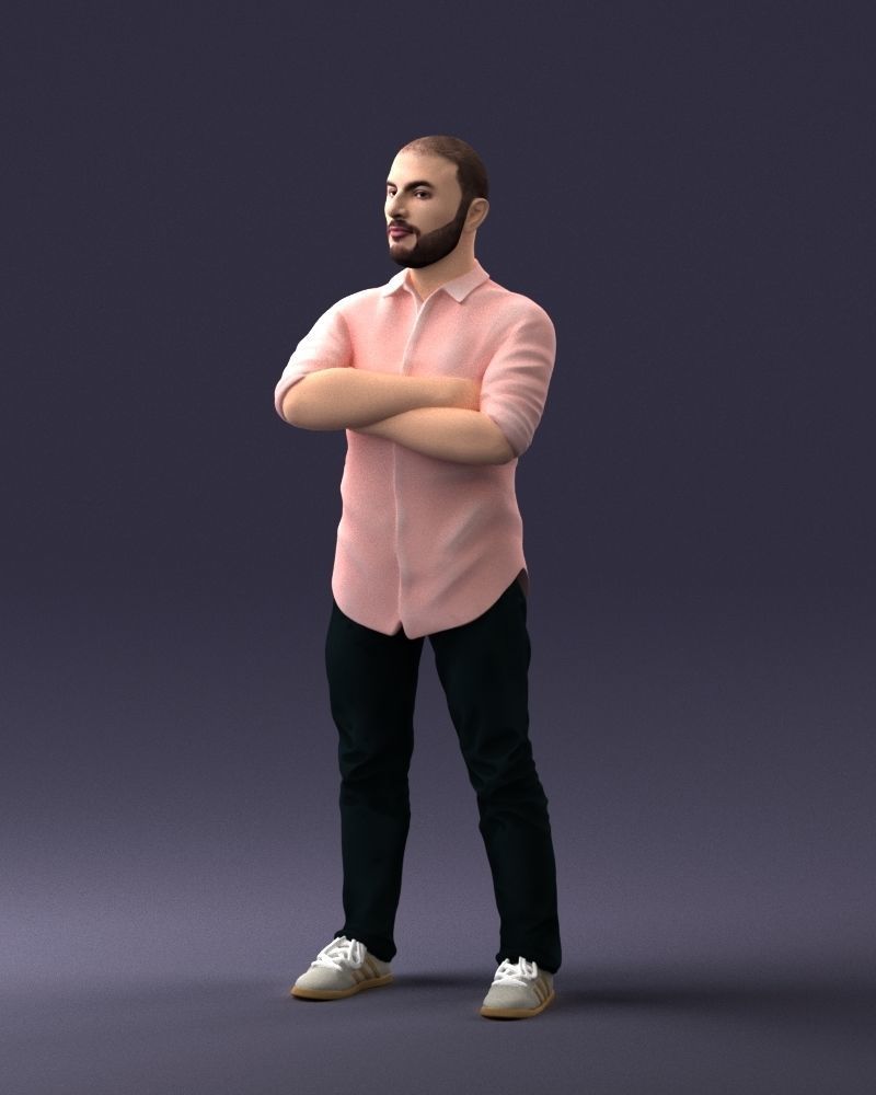 000225 Realistic Male Character in Casual Pink Shirt 1121 3dp 3D print model_30
