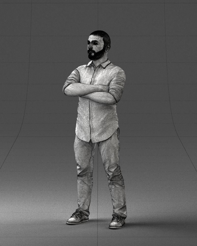 000225 Realistic Male Character in Casual Pink Shirt 1121 3dp 3D print model_32