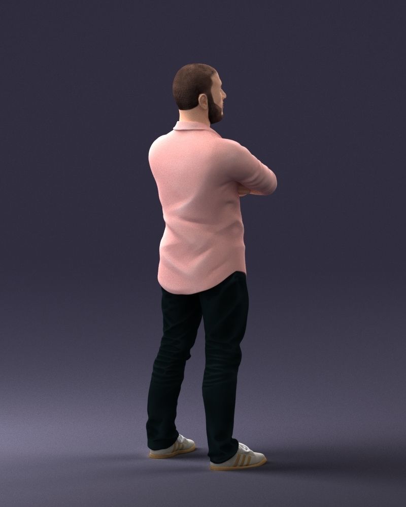 000225 Realistic Male Character in Casual Pink Shirt 1121 3dp 3D print model_15