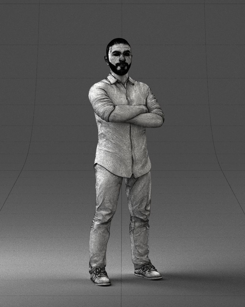 000225 Realistic Male Character in Casual Pink Shirt 1121 3dp 3D print model_8