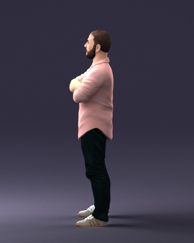 000225 Realistic Male Character in Casual Pink Shirt 1121 3dp 3D print model_24