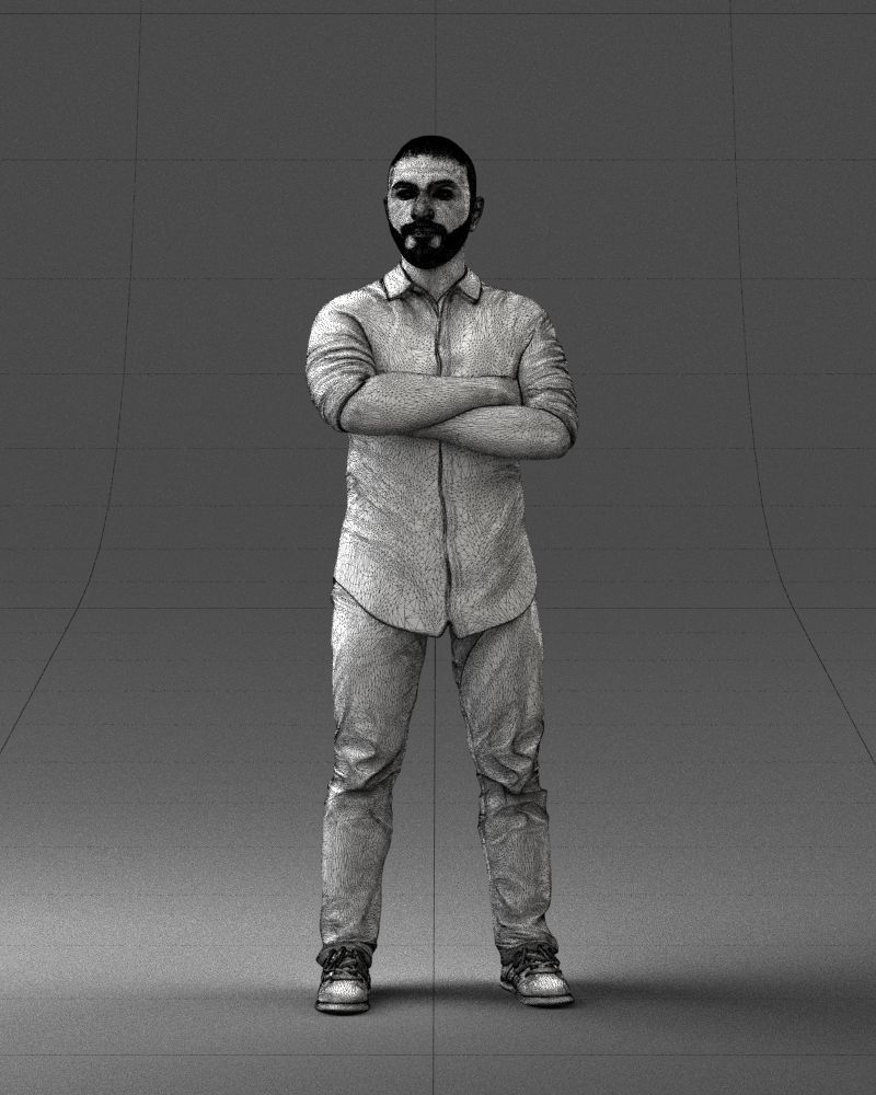 000225 Realistic Male Character in Casual Pink Shirt 1121 3dp 3D print model_5