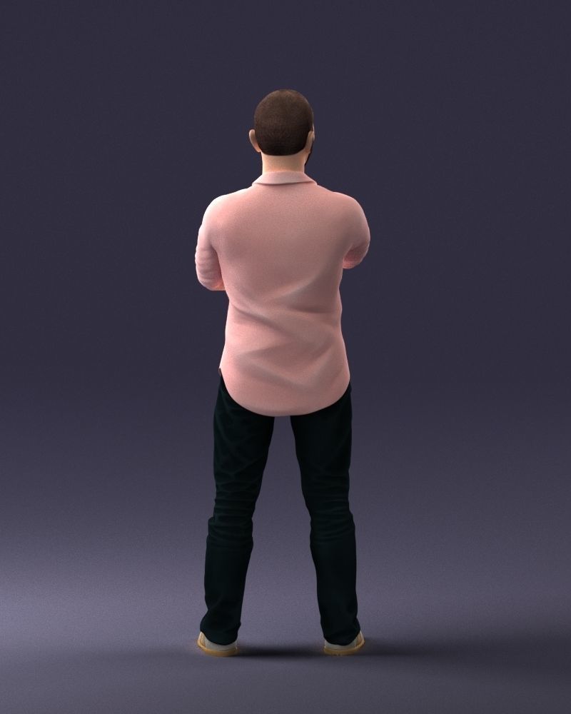 000225 Realistic Male Character in Casual Pink Shirt 1121 3dp 3D print model_18