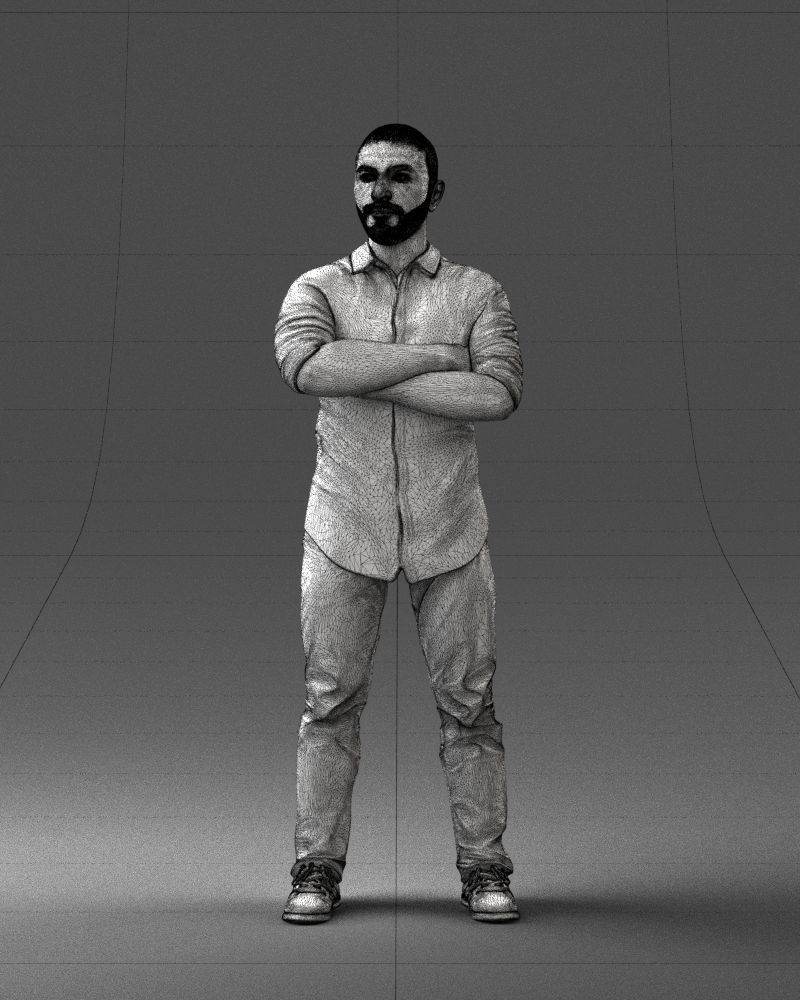 000225 Realistic Male Character in Casual Pink Shirt 1121 3dp 3D print model_38