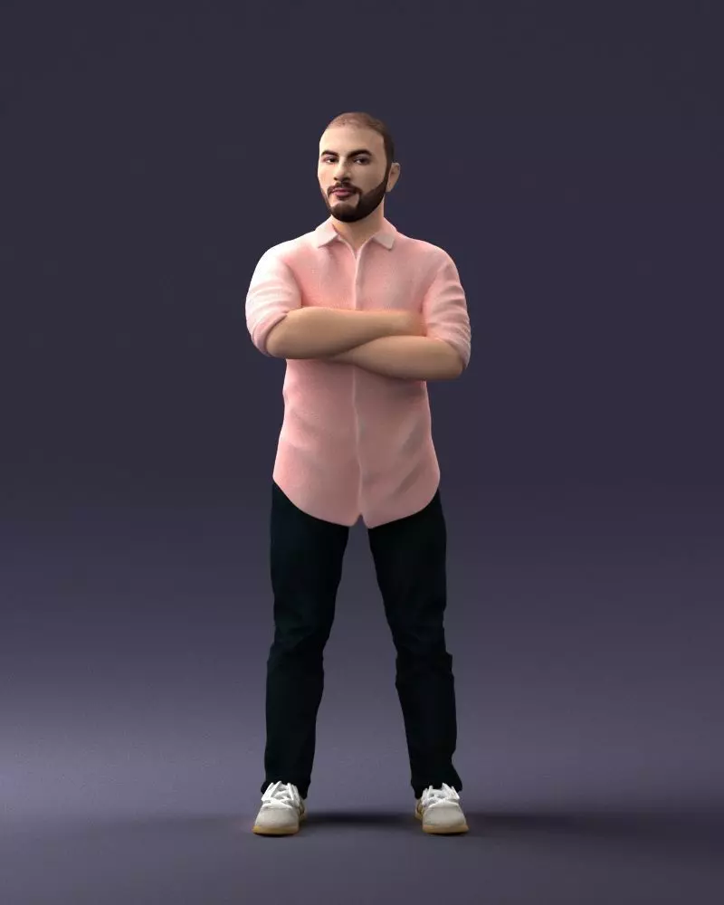 000225 Realistic Male Character in Casual Pink Shirt 1121 3dp 3D print model_0