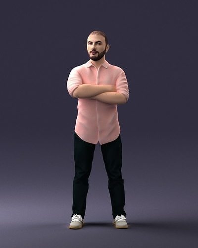 Man in pink t-shirt 1121 3D Print Ready 3D print model