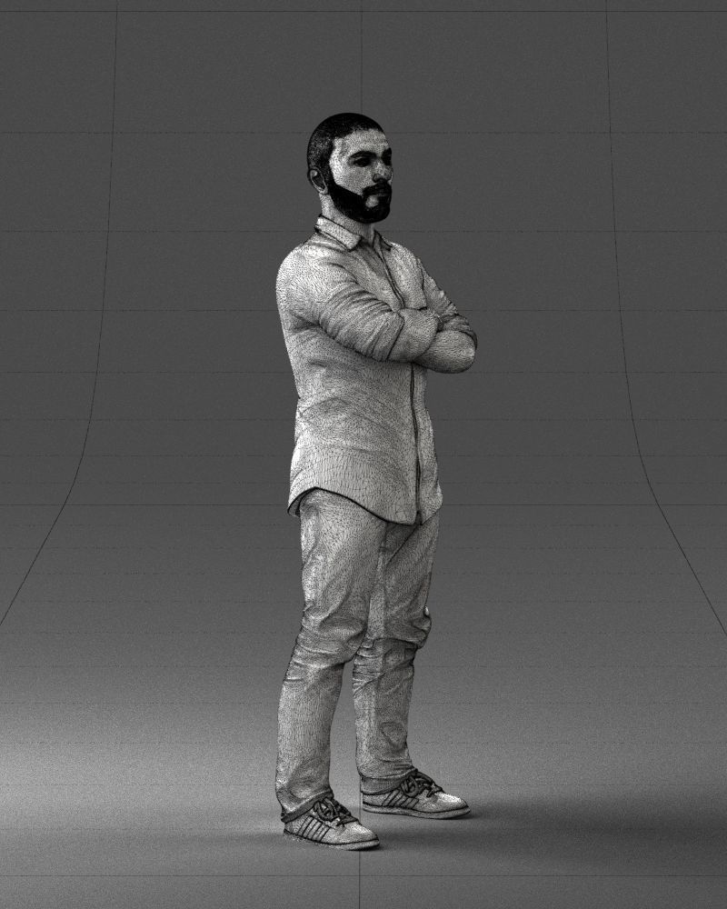 000225 Realistic Male Character in Casual Pink Shirt 1121 3dp 3D print model_11