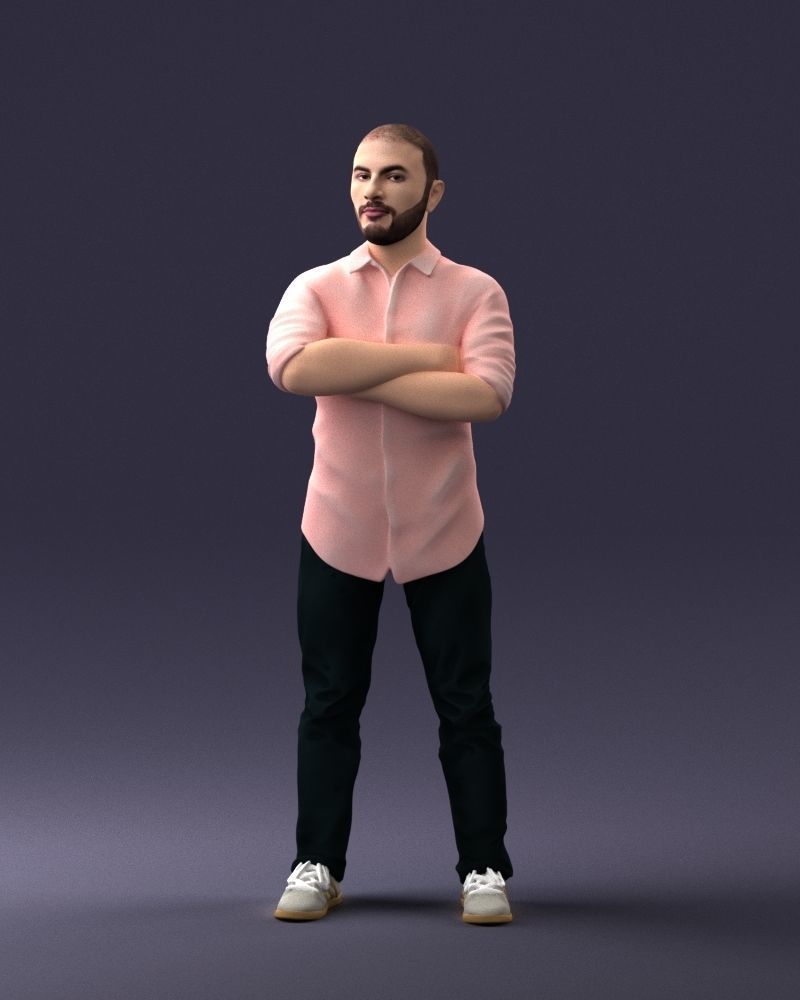 000225 Realistic Male Character in Casual Pink Shirt 1121 3dp 3D print model_33