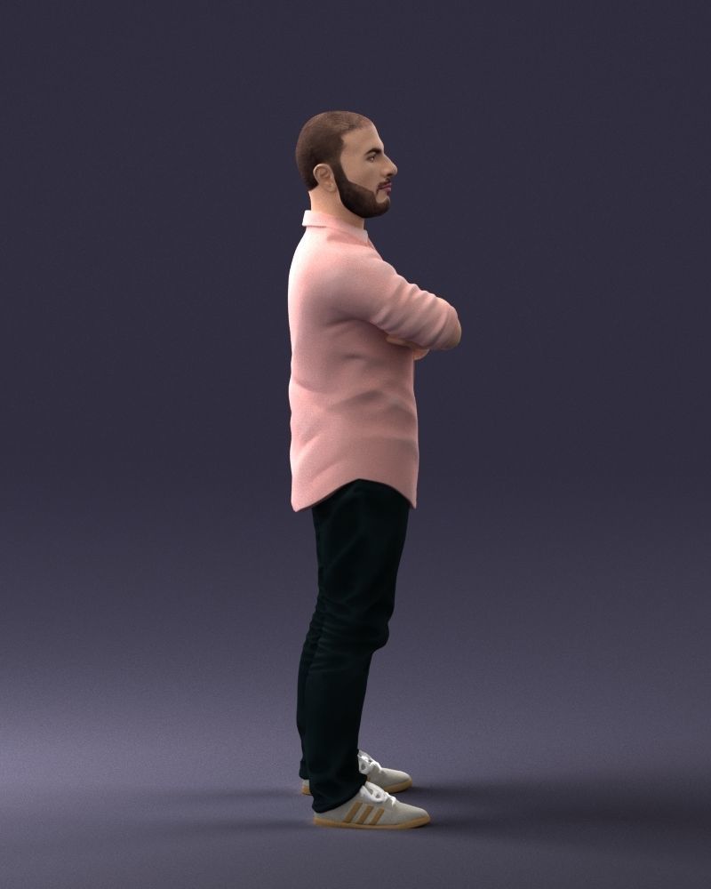 000225 Realistic Male Character in Casual Pink Shirt 1121 3dp 3D print model_12