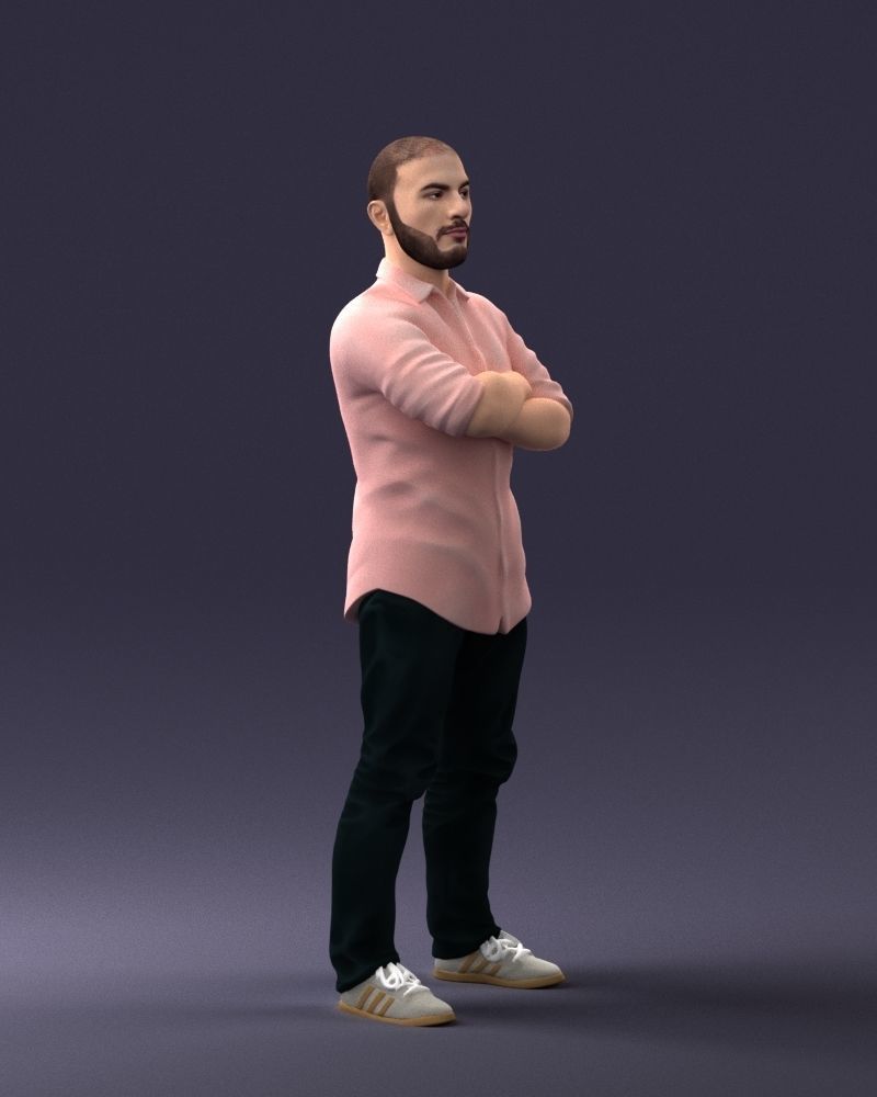 000225 Realistic Male Character in Casual Pink Shirt 1121 3dp 3D print model_9