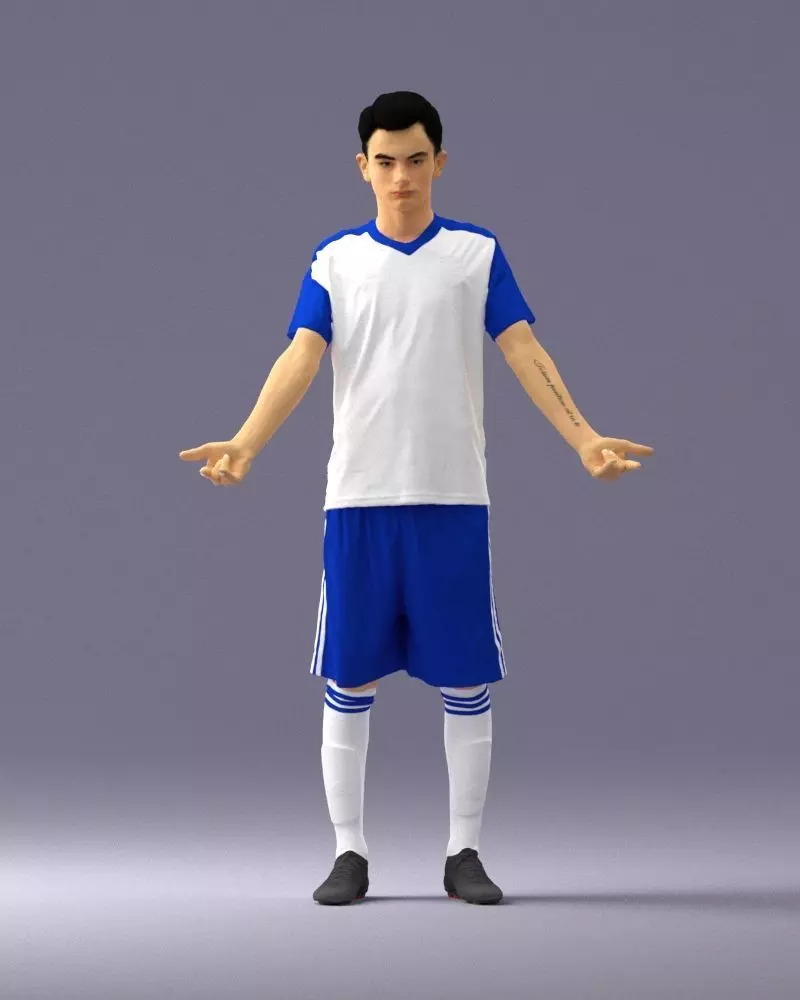 000308 Soccer Player in Blue and White Uniform 1114 3dp 3D print model_12