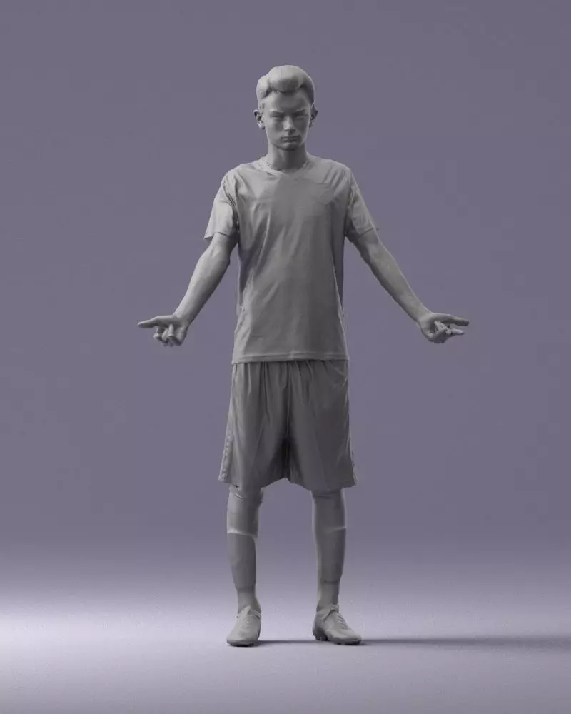 000308 Soccer Player in Blue and White Uniform 1114 3dp 3D print model_0