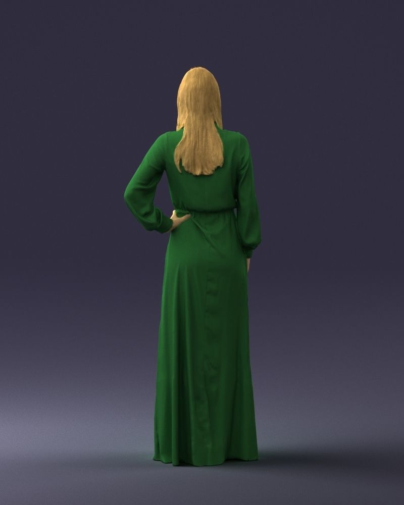 000352 Woman in Green Dress 3dp 3D print model_19