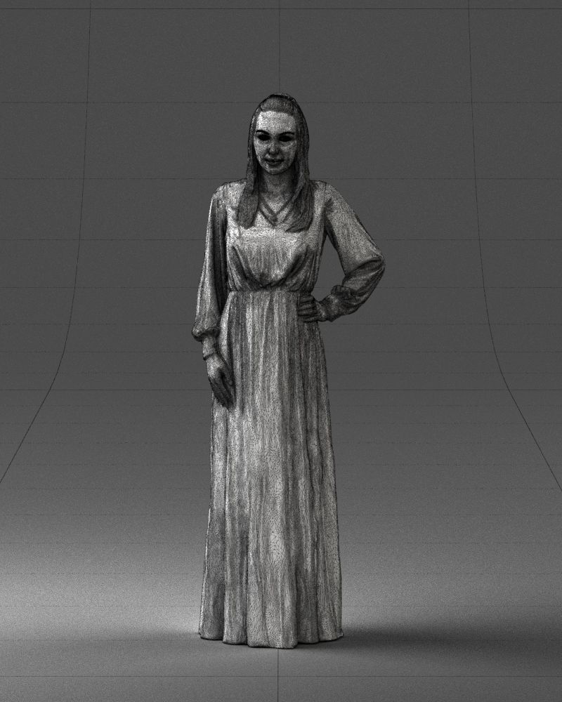 000352 Woman in Green Dress 3dp 3D print model_36