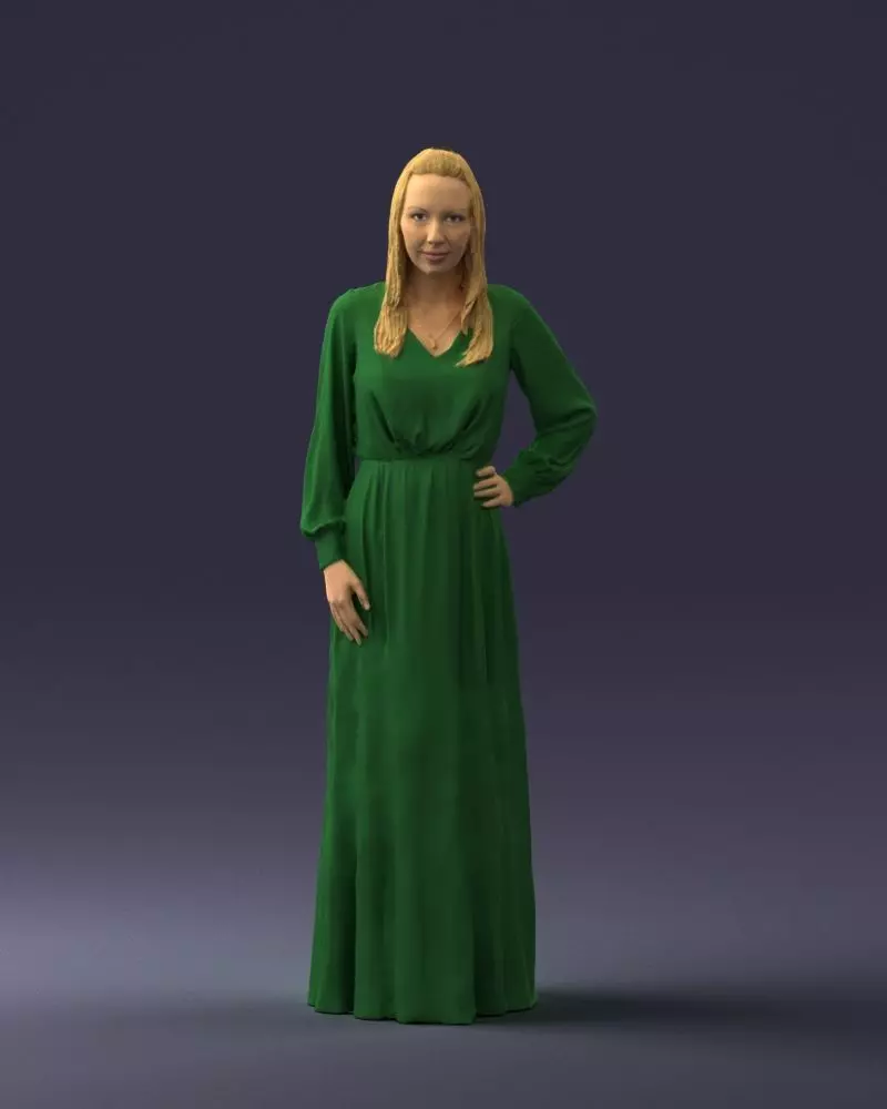 000352 Woman in Green Dress 3dp 3D print model_0