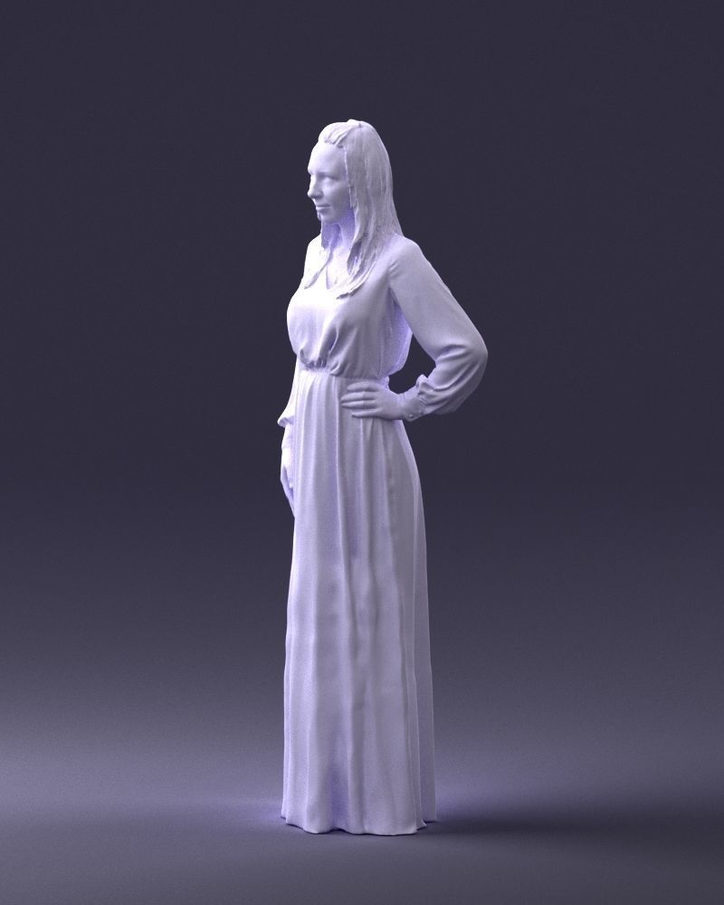 000352 Woman in Green Dress 3dp 3D print model_29