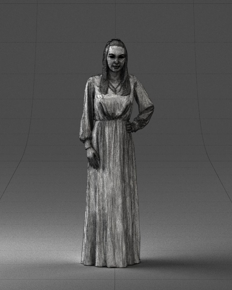 000352 Woman in Green Dress 3dp 3D print model_6