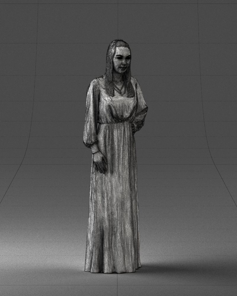 000352 Woman in Green Dress 3dp 3D print model_9