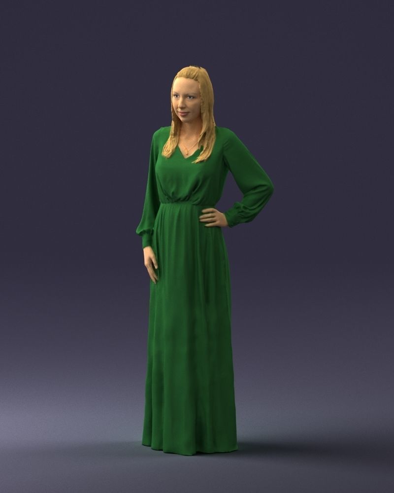 000352 Woman in Green Dress 3dp 3D print model_31
