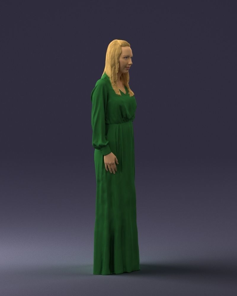 000352 Woman in Green Dress 3dp 3D print model_10