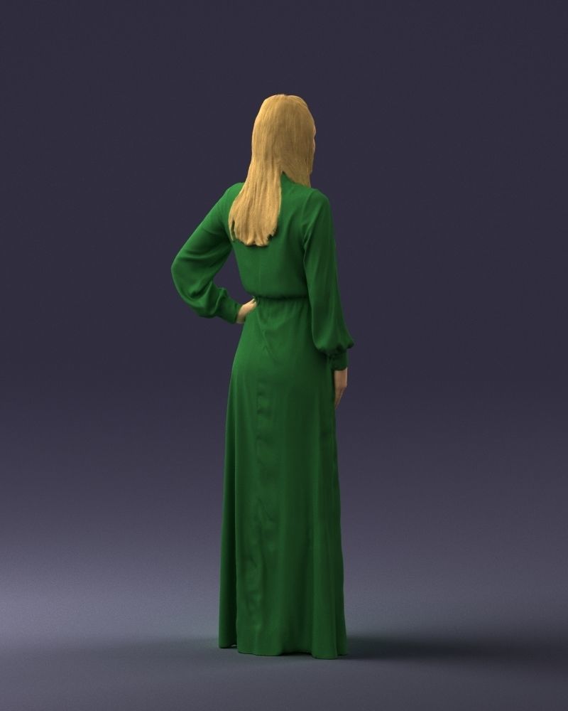 000352 Woman in Green Dress 3dp 3D print model_16