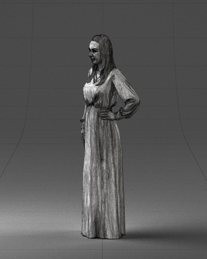 000352 Woman in Green Dress 3dp 3D print model_30