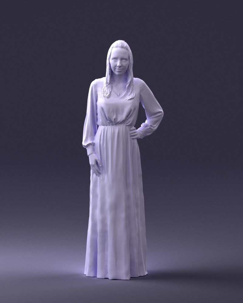 000352 Woman in Green Dress 3dp 3D print model_2