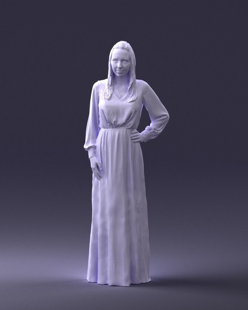 000352 Woman in Green Dress 3dp 3D print model_35