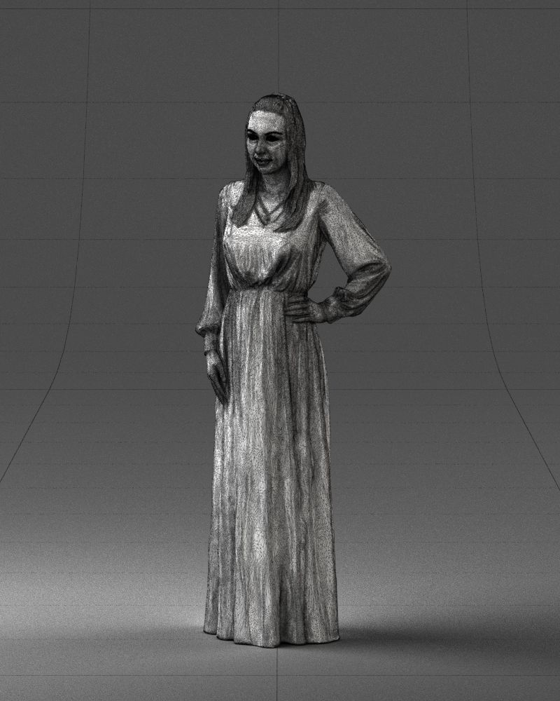 000352 Woman in Green Dress 3dp 3D print model_33