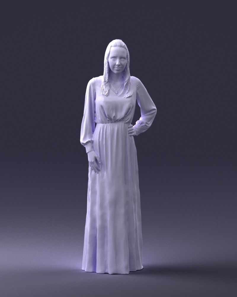 000352 Woman in Green Dress 3dp 3D print model_5
