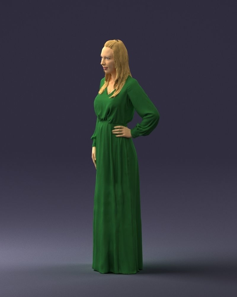 000352 Woman in Green Dress 3dp 3D print model_28