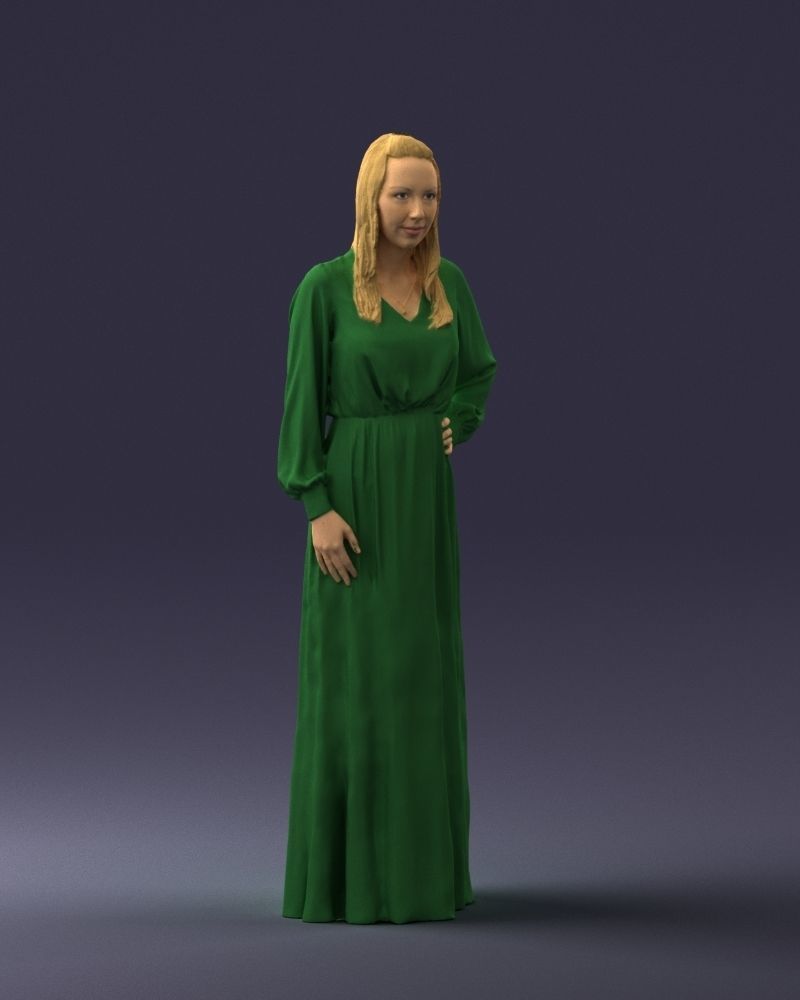 000352 Woman in Green Dress 3dp 3D print model_7