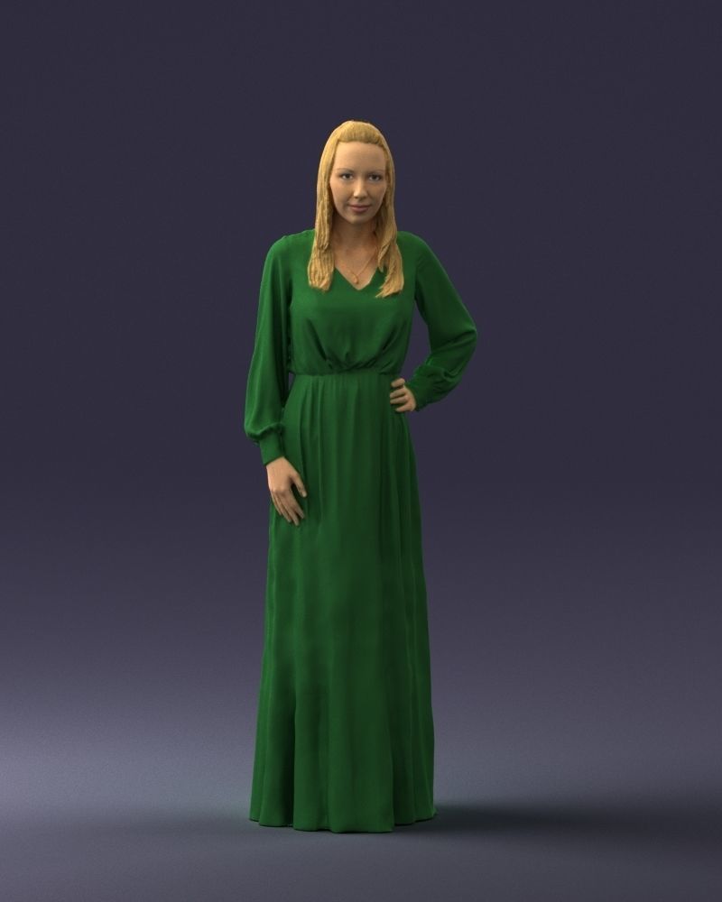 000352 Woman in Green Dress 3dp 3D print model_4