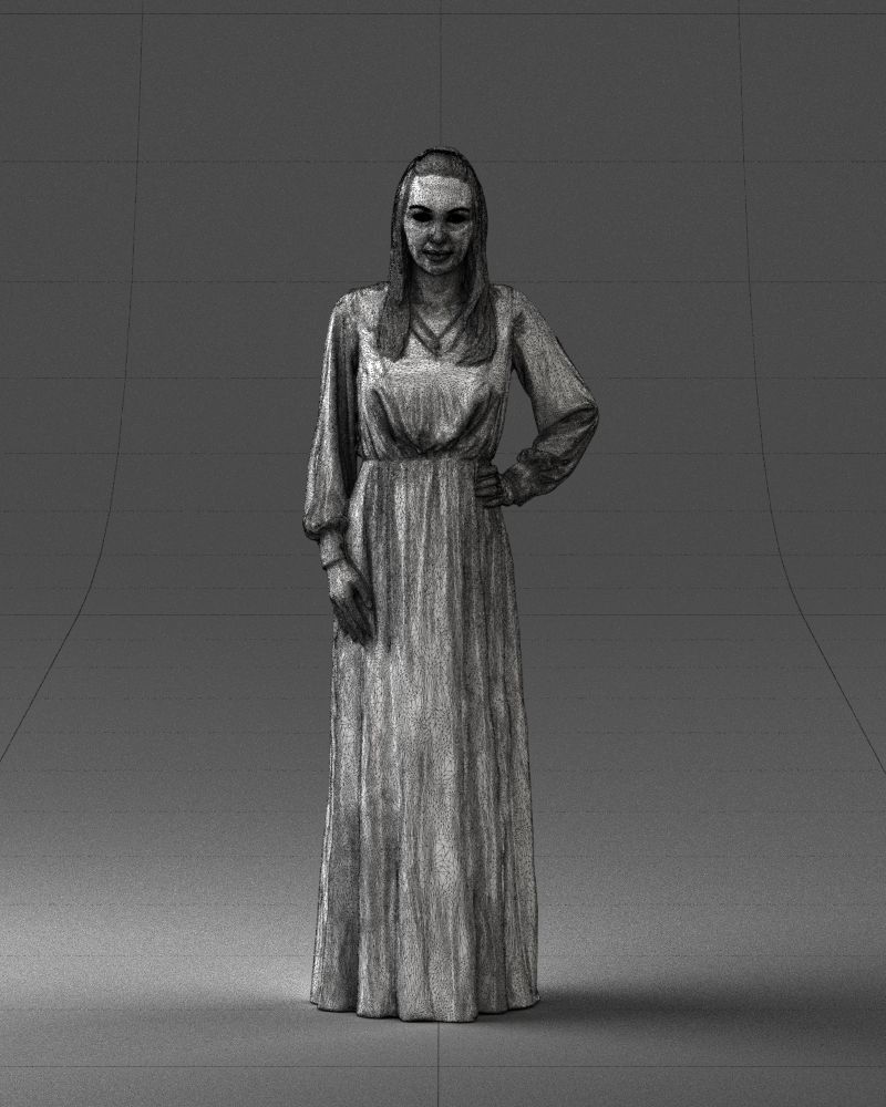 000352 Woman in Green Dress 3dp 3D print model_3