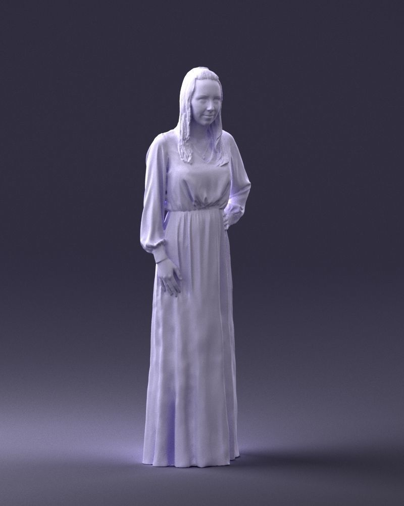 000352 Woman in Green Dress 3dp 3D print model_8