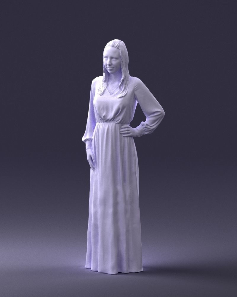 000352 Woman in Green Dress 3dp 3D print model_32