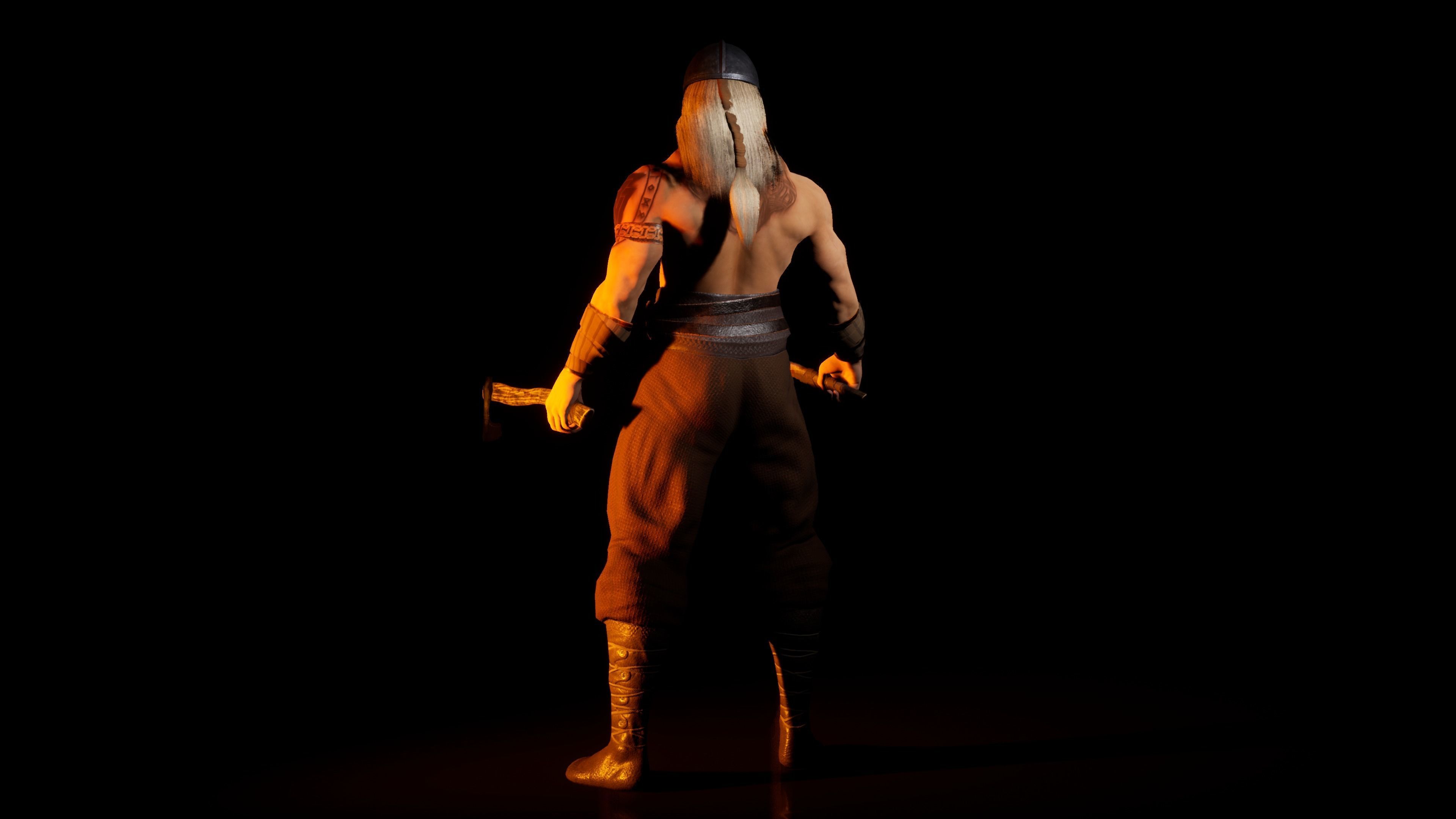 Norse Berserk Lowpoly rigged and game ready Low-poly 3D model_27