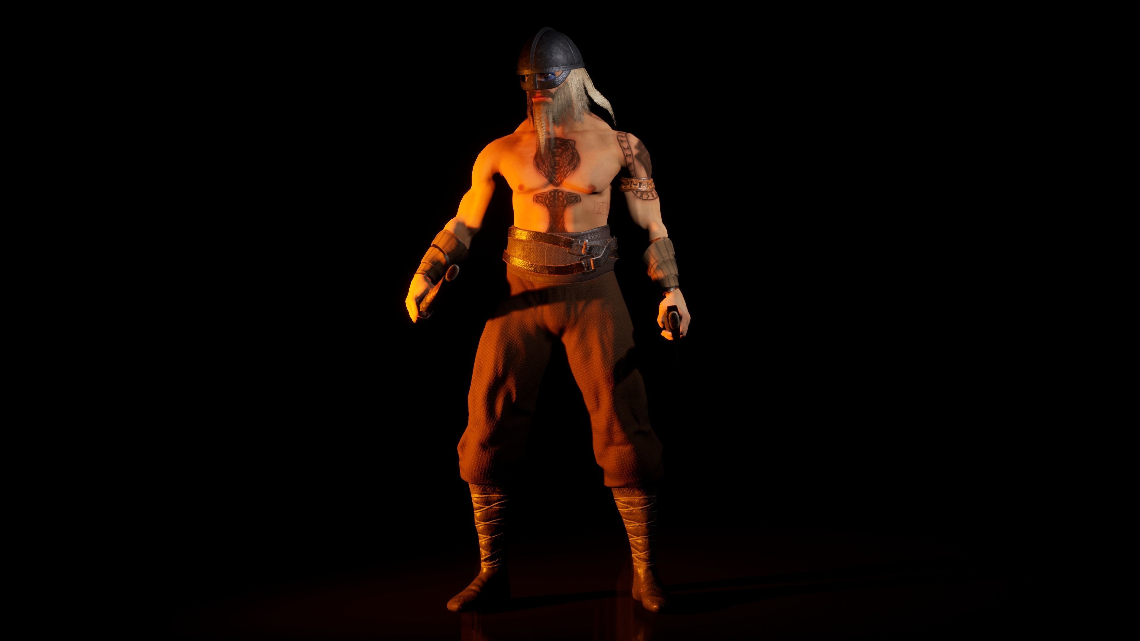 Norse Berserk Lowpoly rigged and game ready Low-poly 3D model_28