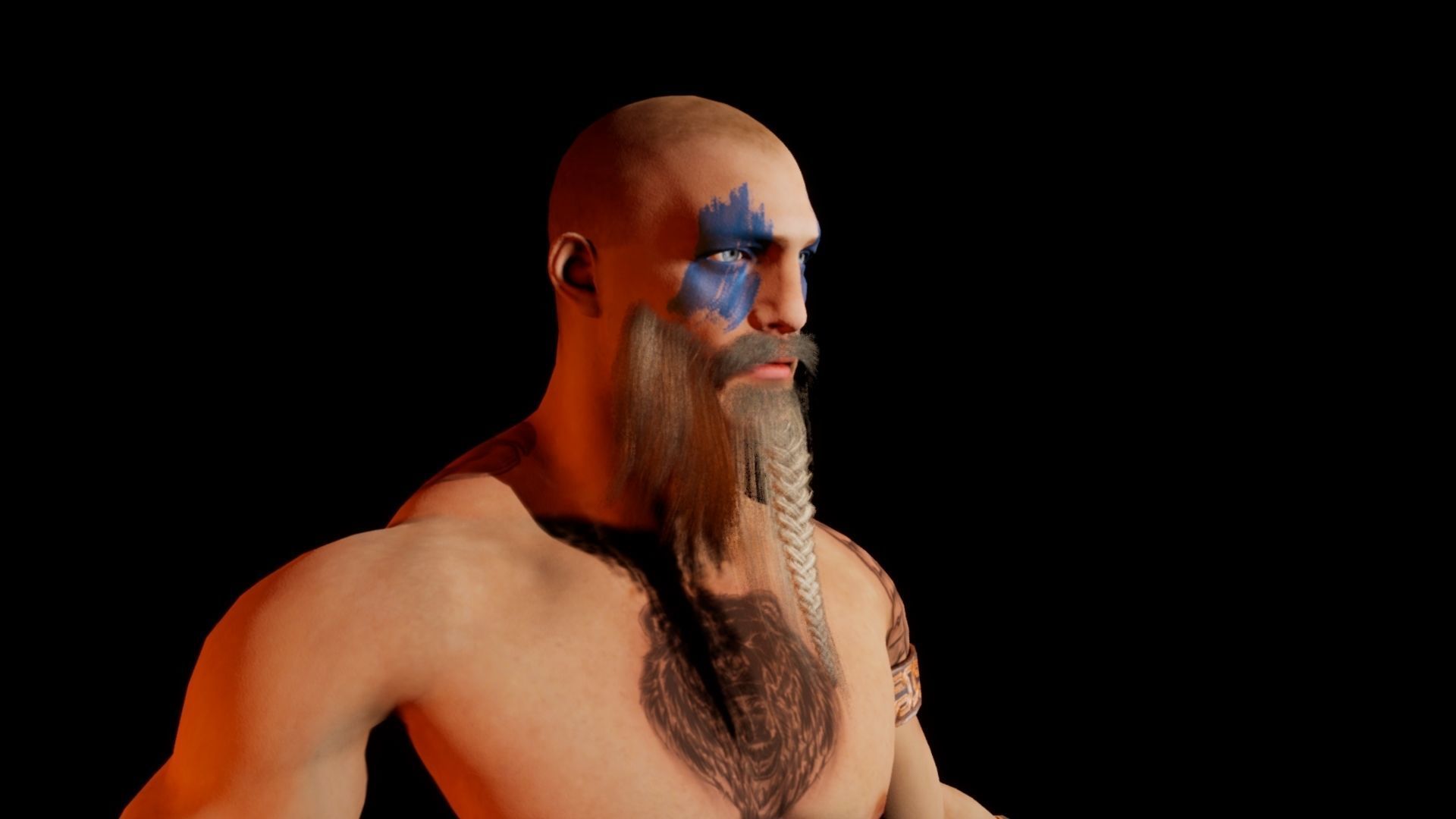 Norse Berserk Lowpoly rigged and game ready Low-poly 3D model_22