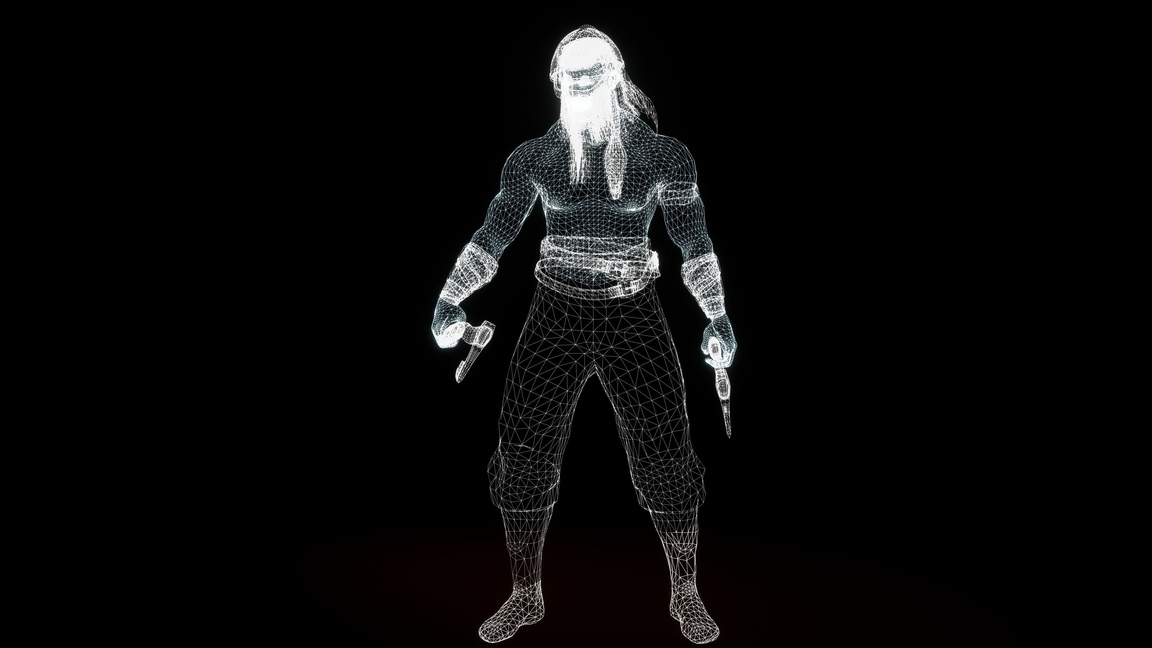 Norse Berserk Lowpoly rigged and game ready Low-poly 3D model_31