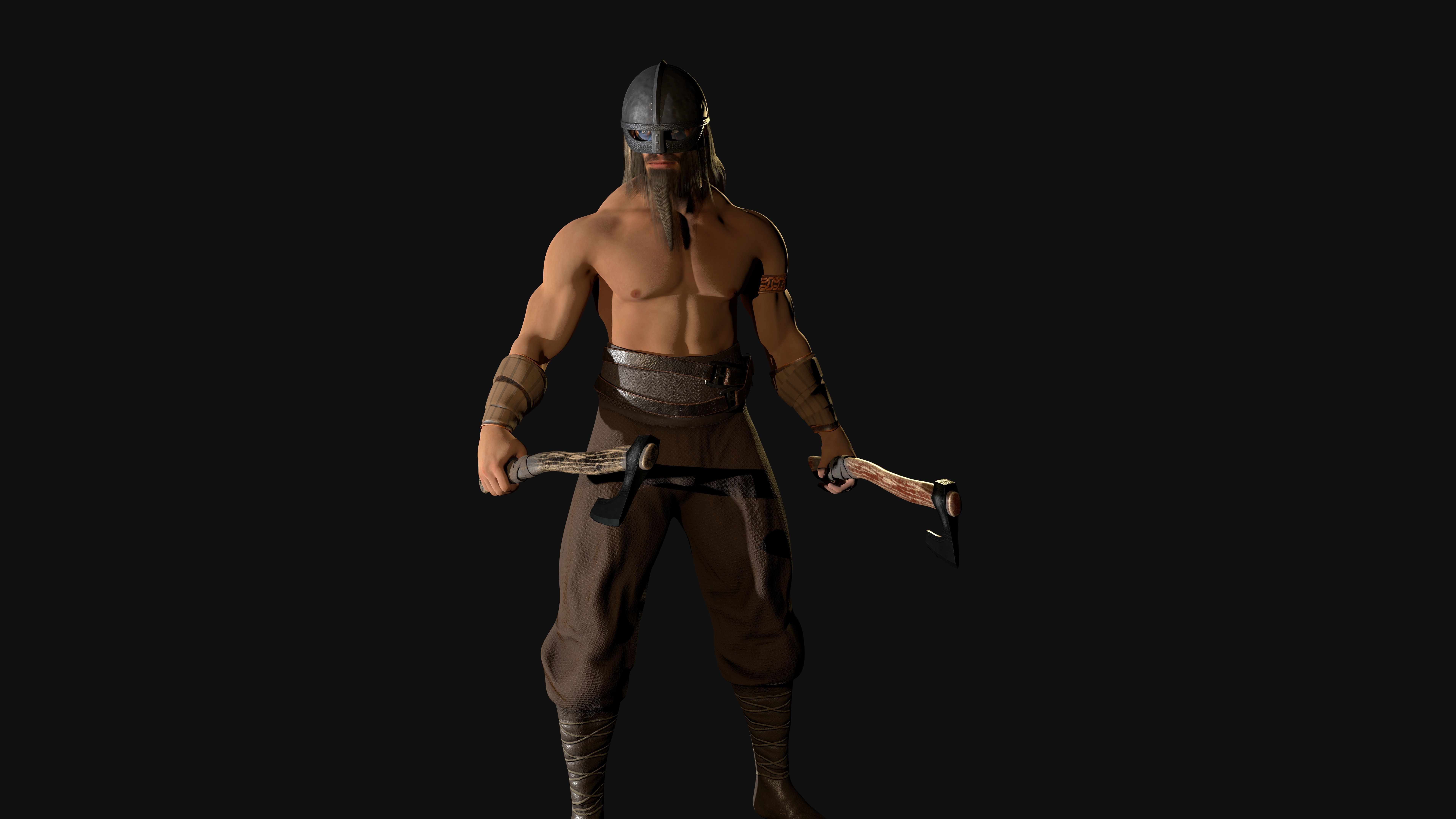 Norse Berserk Lowpoly rigged and game ready Low-poly 3D model_13