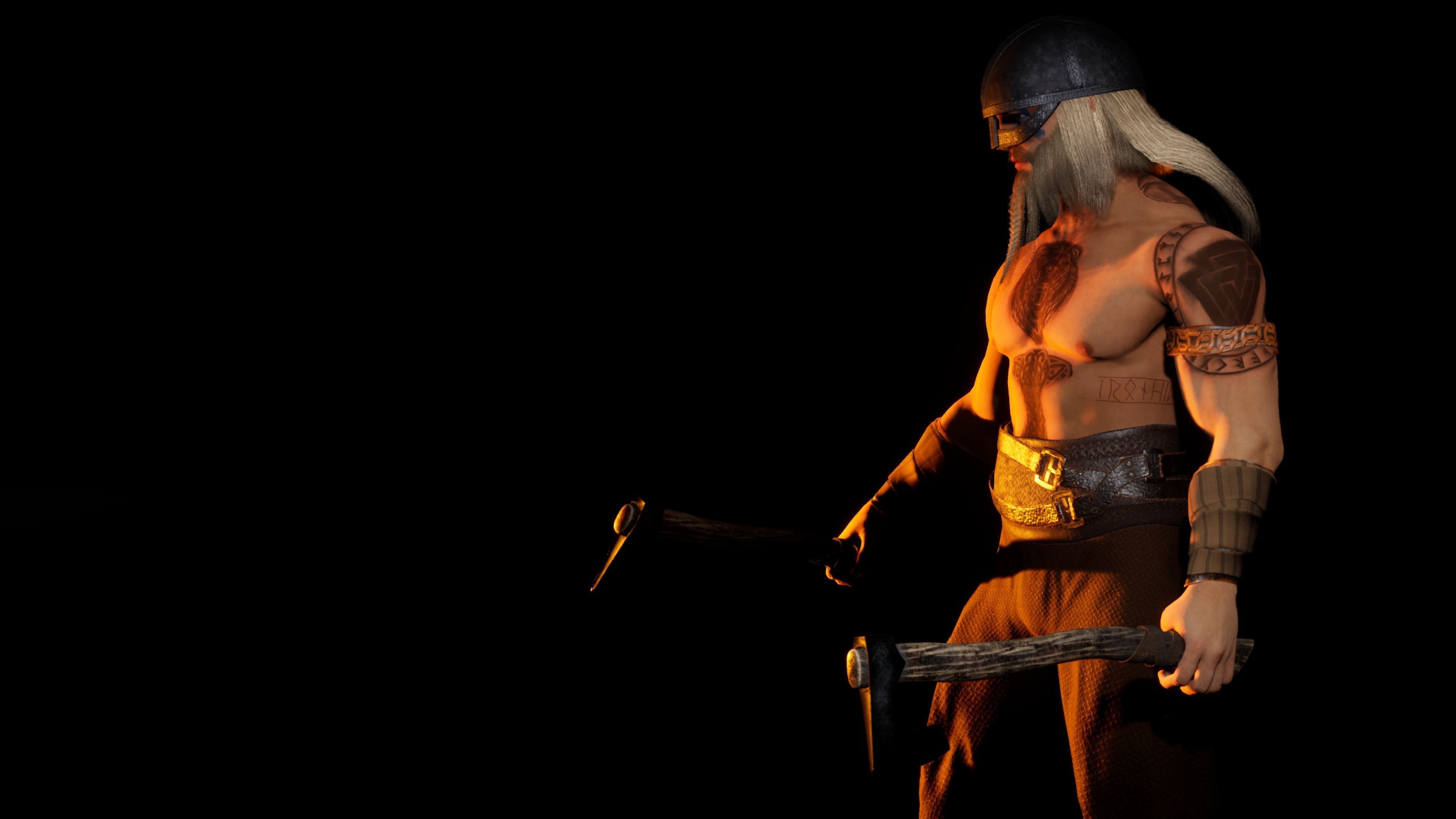 Norse Berserk Lowpoly rigged and game ready Low-poly 3D model_25