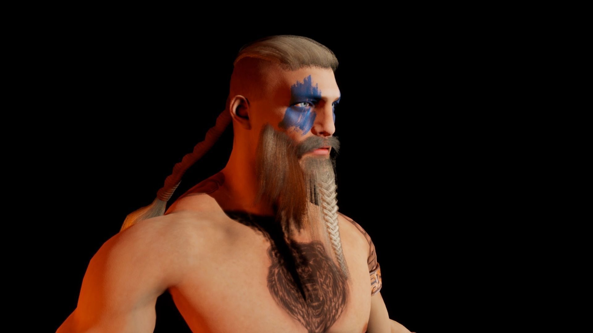 Norse Berserk Lowpoly rigged and game ready Low-poly 3D model_19