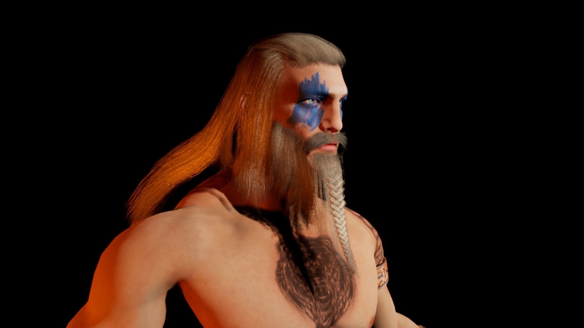 Norse Berserk Lowpoly rigged and game ready Low-poly 3D model_18