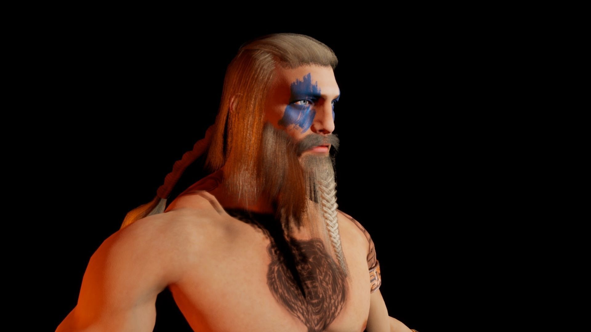 Norse Berserk Lowpoly rigged and game ready Low-poly 3D model_20