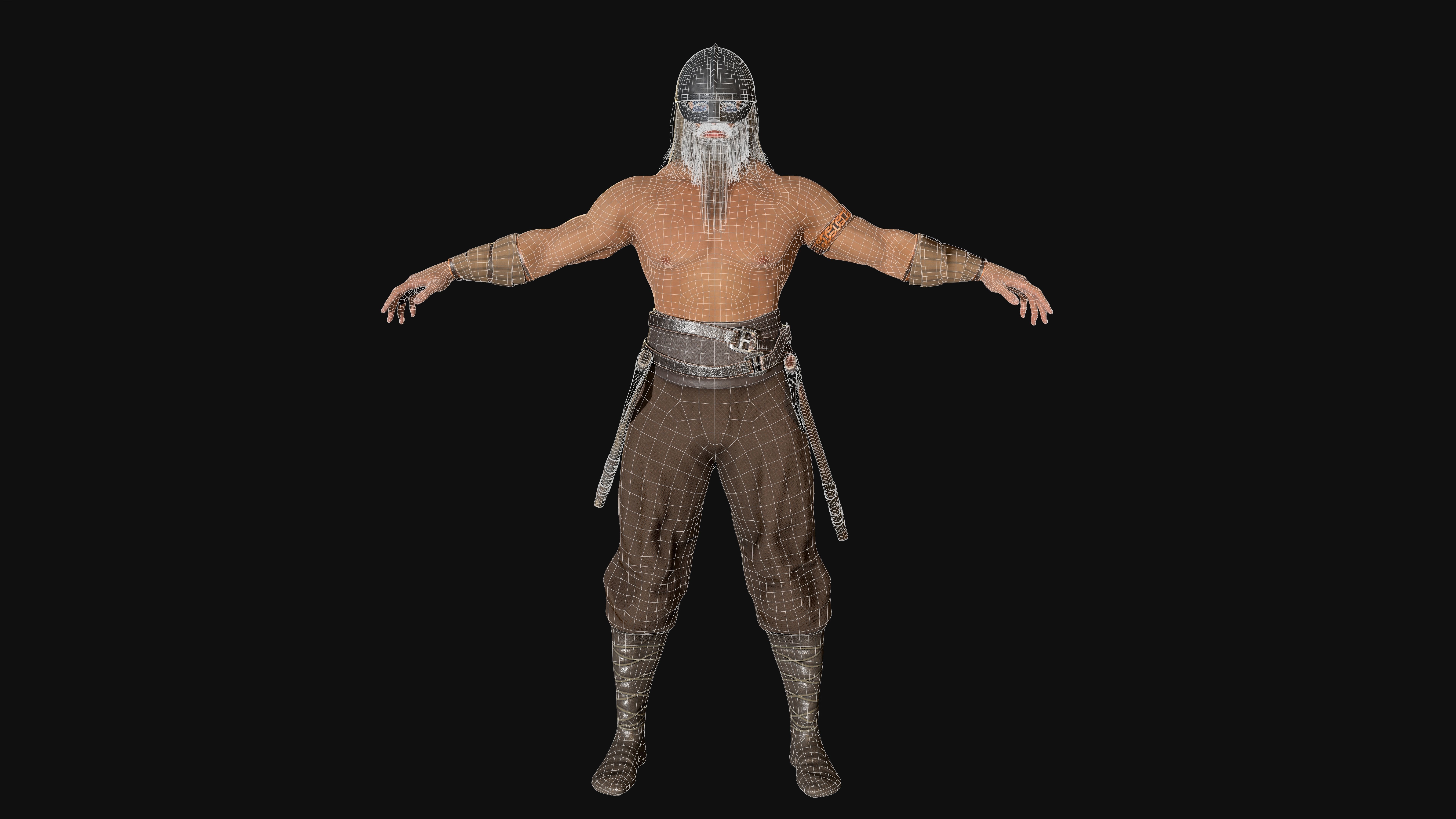 Norse Berserk Lowpoly rigged and game ready Low-poly 3D model_30