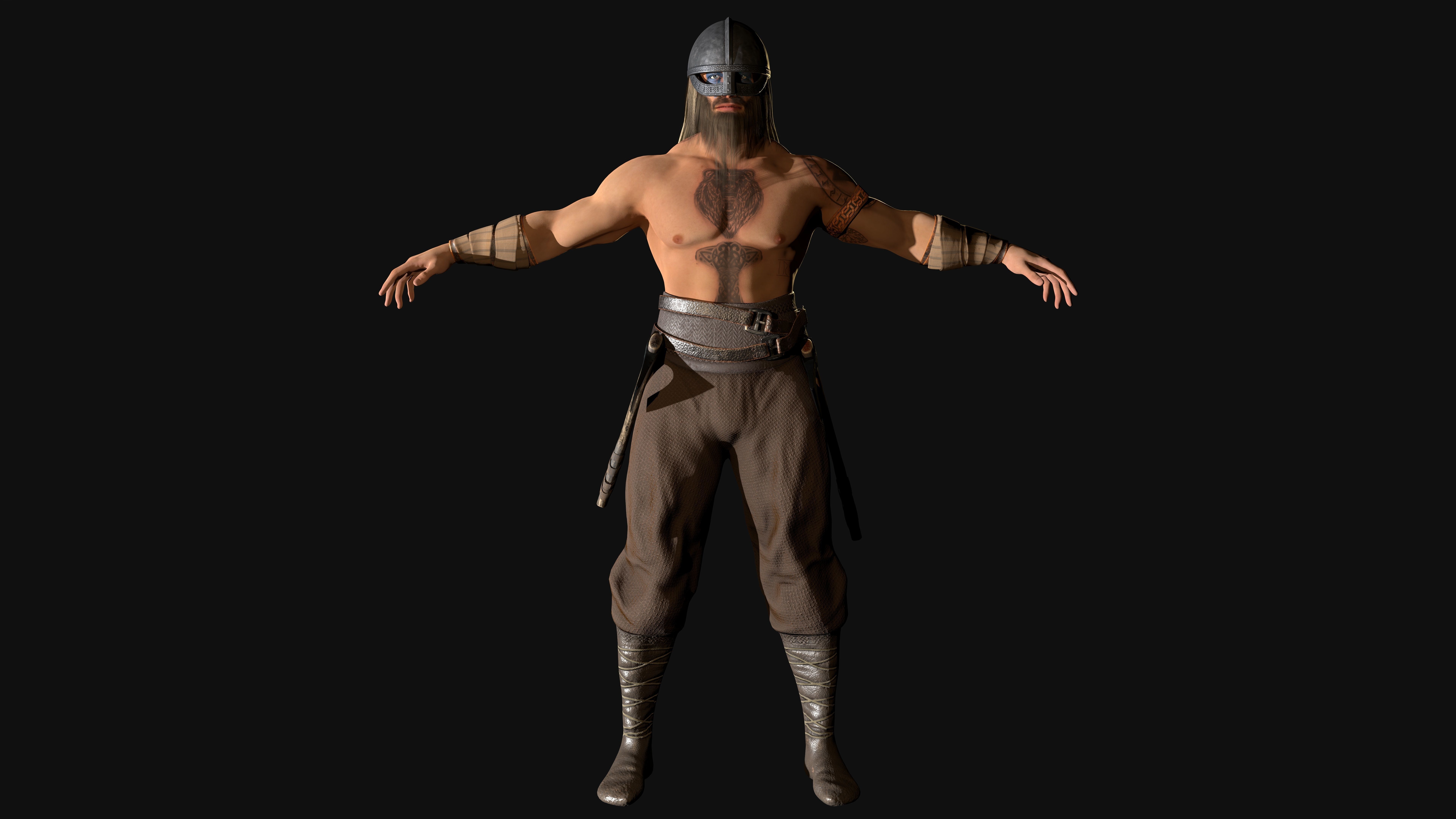 Norse Berserk Lowpoly rigged and game ready Low-poly 3D model_9