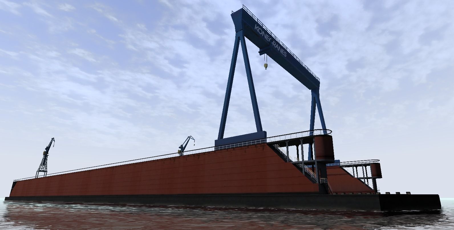 Shipyard floating dock low-poly 3d model Low-poly 3D model_7